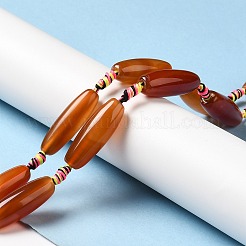 天然石瑪瑙ビーズ連売り  染め＆加熱  ライス  キャメル  29.5~34x9.5~13.5mm  穴：2.5mm  約10個/連  16''（41センチメートル）&nbsp;G-K334-01C