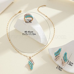 Leaf Resin Pendant Necklaces & Stud Earrings & Cuff Rings Sets for Women&nbsp;FS-WG0A225-01