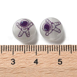 蓄光アクリルビーズ  宇宙飛行士とフラットラウンド  暗闇で光る  ホワイト  10x5mm  穴：1.8mm&nbsp;LACR-D301-01