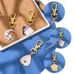3本合金エナメルペンダントデコレーション  合金製回転式ナスカンカニカン付き  混合図形  ゴールドカラー  55~61mm&nbsp;HJEW-YW00205