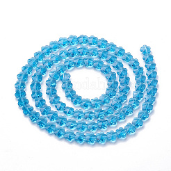 透明ガラスビーズ  多面カット  スモモの花  ディープスカイブルー  10x10x7mm  穴：1mm&nbsp;X-GLAA-Q066-10mm-C18