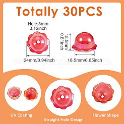 30Pcs UV Plating Acrylic Bead Caps&nbsp;PACR-TA0001-17G