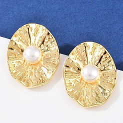 Brass Oval Stud Earrings&nbsp;EJEW-C152-07B-G