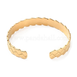 304ステンレススチールのテクスチャーカフバングル  ゴールドカラー  内径：2-3/8インチ（5.9cm）&nbsp;BJEW-F457-17G