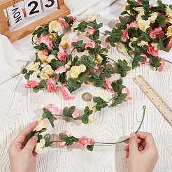 プラスチック製の人工バラの籐  葉付き  結婚式の家の装飾のため  カラフル  2500mm&nbsp;DIY-WH20062-112A