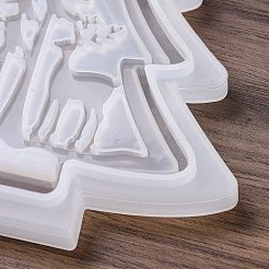クリスマステーマ DIY ペンダント デコレーション シリコン型  エポキシ樹脂工芸品作り  ホワイト  クリスマスツリー  114x102x14.5mm  穴：3mm&nbsp;DIY-F151-01E