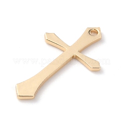 真鍮のペンダント  クロスチャーム  ライトゴールド  24x13x1mm  穴：1.2mm&nbsp;KK-WH0045-049