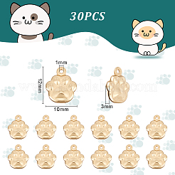 304ステンレススチールチャーム30個  犬の足跡  ゴールドカラー  12x10x3mm  穴：1mm&nbsp;STAS-UN0045-83