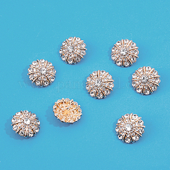 8個セット 1穴 合金製 ラインストーン シャンクボタン  花  ライトゴールド  22.5x10.5mm  穴：1.8mm&nbsp;FIND-FH0008-86KCG