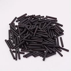 ガラス竹ビーズ  つや消し色  ブラック  9x2mm  穴：0.5mm  約7000個/袋&nbsp;SEED-E001-9mm-M49