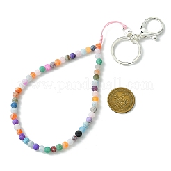 Natural Weathered Agate and Iron Alloy Lobster Claw Clasp Keychain&nbsp;HJEW-SW00007-22