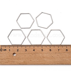 変色しにくい304ステンレススチール製リンクリング  六角  ステンレス鋼色  20x22.5x0.8mm&nbsp;X-STAS-S079-24A