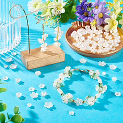 50g パール ABS プラスチックビーズ  花  ホワイト  5.5~10.5x5~10x2~4.5mm  穴：1.2~1.4mm&nbsp;KY-TADJ0001-05