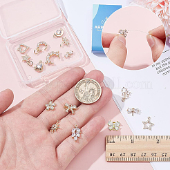 16Pcs 16 Styles Brass Micro Pave Cubic Zirconia Pendants & Connector Charms&nbsp;KK-AR0001-63