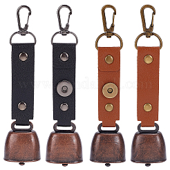 4Pcs 2 Colors Imitation Leather & Iron Bell Keychains&nbsp;AJEW-CL0002-41