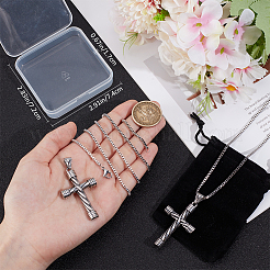 316サージカルステンレススチール製クロスペンダントネックレスのDIYキット  ステンレス鋼色  49x30x7.5mm  穴：8x4mm&nbsp;DIY-BBC0002-20