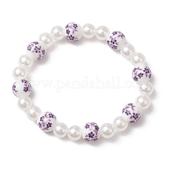 ABS Plastic Imitation Pearl Round Beads Stretch Bracelets for Women&nbsp;BJEW-JB11606-04