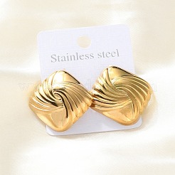 女性用304ステンレススチールスタッドピアス  菱形  ゴールドカラー  27.5x27.5mm&nbsp;EJEW-K306-01G