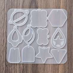幾何学的なイヤリングペンダント DIY シリコン型  レジン型  UVレジン用  エポキシ樹脂工芸品作り  透明  120x110x4mm  内径：21~36x23~44.5mm  穴：2mm&nbsp;LS-DIY-Q033-01D