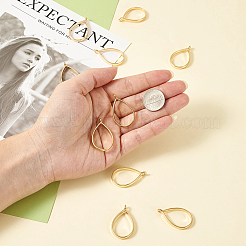 ラックメッキ合金ティアドロップオープンバックベゼルペンダント  UVレジンDIY用  エポキシ樹脂  プレスジュエリー  ゴールドカラー  33.9x20.5x3.8mm  穴：2.8mm&nbsp;PALLOY-TA0001-09G
