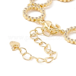 Clear Cubic Zirconia Open Ring Link Chains Bracelet&nbsp;BJEW-I301-08G
