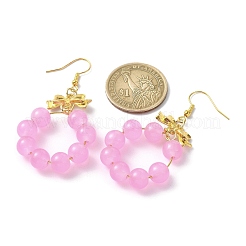 Imitation Jade Glass Beaded Ring Dangle Earrings&nbsp;EJEW-JE05567-05