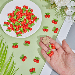 50個の樹脂カボション  模造食品  チェリー  レッドオレンジ  19x21x6.5mm&nbsp;RESI-SP0001-62