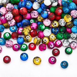 ペイントガラスビーズを焼く  ラウンド  ミックスカラー  8.5mm  穴：1.5mm  8色  25個/カラー  200個/箱&nbsp;FGLA-PH0001-01