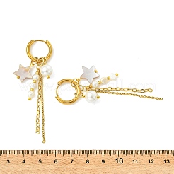 Natural Freshwater Shell Hoop Earrings&nbsp;EJEW-JE07145-01