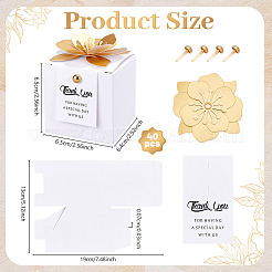 厚紙製キャンディー梱包箱40個  花とカードが描かれた正方形  ホワイト  6.5x6.4x6.5cm&nbsp;CON-WA0001-09