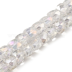 電気メッキ透明ガラスビーズ連売り  多面カット  キューブ  ミックスカラー  6x6x6mm  穴：1mm  約67~68個/連  15.5~16インチ（39.4~40.6cm）&nbsp;GLAA-C029-03B