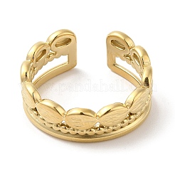 304ステンレススチール製オーバルオープンカフリング（女性用）  14KGP本金メッキ  内径：18mm&nbsp;RJEW-I098-16G