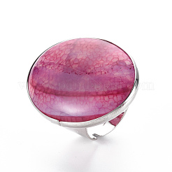 調整可能な天然の混合宝石の指輪  プラチナ真鍮パーツ  オーバル  usサイズ9 1/4(19.1mm)&nbsp;G-S359-307