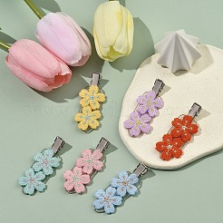 ポリエステル刺繍フラワーワニヘアクリップ  グリッターパウダー合金とプラスチッククリップ付き  ミックスカラー  61.5x23.5x11mm&nbsp;PHAR-JH00094