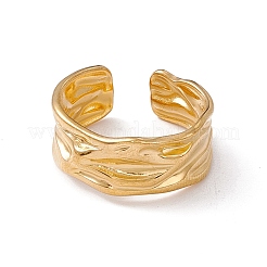Ion Plating(IP) 304 Stainless Steel Twist Wave Open Cuff Ring for Women&nbsp;RJEW-C045-22G