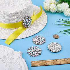 4Pcs Glass Rhinestone Flower Wedding Dress Accessories&nbsp;STIC-FG0001-11C
