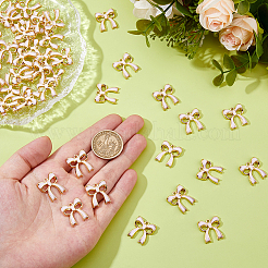 ラックメッキ合金エナメルペンダント50個。  ちょう結びのチャーム  ゴールドカラー  ミスティローズ  19.5x17.5x3mm  穴：1.5mm&nbsp;ENAM-DC0002-05