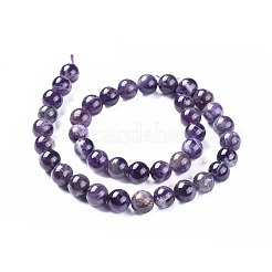 天然石アメジストビーズ連売り  ラウンド  10mm  穴：1mm  約39~42個/連  14.96インチ〜15.35インチ（38~39cm）&nbsp;G-I256-02B