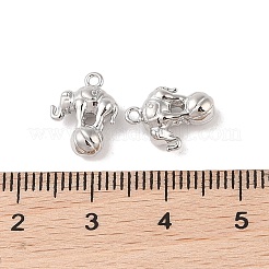 真鍮製チャーム  カドミウムフリー＆ニッケルフリー＆鉛フリー  象  プラチナメッキ  12x9x4mm  穴：1.2mm&nbsp;KK-Q816-28P