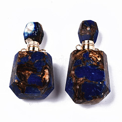 Assembled Synthetic Bronzite and Lapis Lazuli Openable Perfume Bottle Pendants&nbsp;G-S366-059A