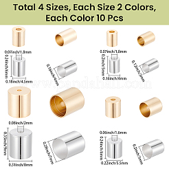 80個 8種類の真鍮コードエンド  エンドキャップ  長持ちメッキ  コラム  ミックスカラー  5~9x4~8mm  穴：1.5~1.8 MMM  内径：3~7mm  10個/スタイル&nbsp;KK-CN0003-46
