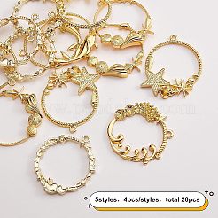 Rack Plating Alloy Open Back Bezel Pendants&nbsp;PALLOY-OC0001-02G