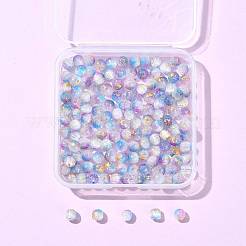 141 個の猫の目ビーズ  ドローベンチスタイル  ラウンド  金フォイル  紫色のメディア  5.5mm  穴：1mm&nbsp;CE-FS0001-03B