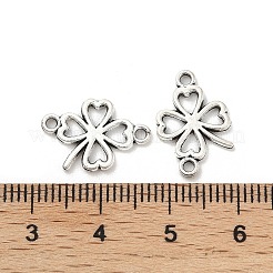 チベット風合金中空クローバーコネクタチャーム  アンティークシルバー  11x16.5x1.5mm  穴：1.4mm&nbsp;TIBE-S324-08AS