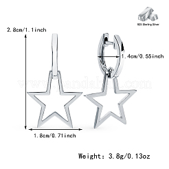 Simple Daily Wear Sterling Silver Star Hoop Earrings Fashionable and Versatile&nbsp;BO3781
