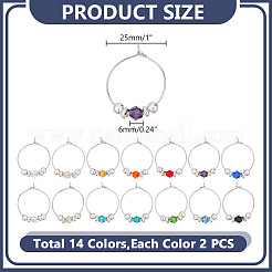 28Pcs 14 Colors Bicone Glass Wine Glass Charms&nbsp;AJEW-HY00010