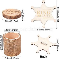スターリングセキュリティワードバッジ  木製収納ボックス付き  アクセサリー箱  バリーウッド  88.5x82x10mm  1 PC&nbsp;AJEW-FG0001-95