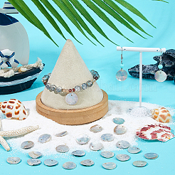 Natural Akoya Shell Disc Charms&nbsp;SHEL-WH0005-05A