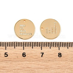 シーグレース真鍮ペンダント  フラットラウンド ワードチャーム付き  カドミウムフリーと鉛フリー＆ニッケルフリー  長持ちメッキ  18KGP本金メッキ  45x1mm  穴：1.2mm&nbsp;XGRQ5K635-823G