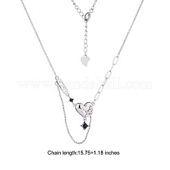 Pink Cubic Zirconia Heart & Word Love Pendant Necklace&nbsp;JN1076A